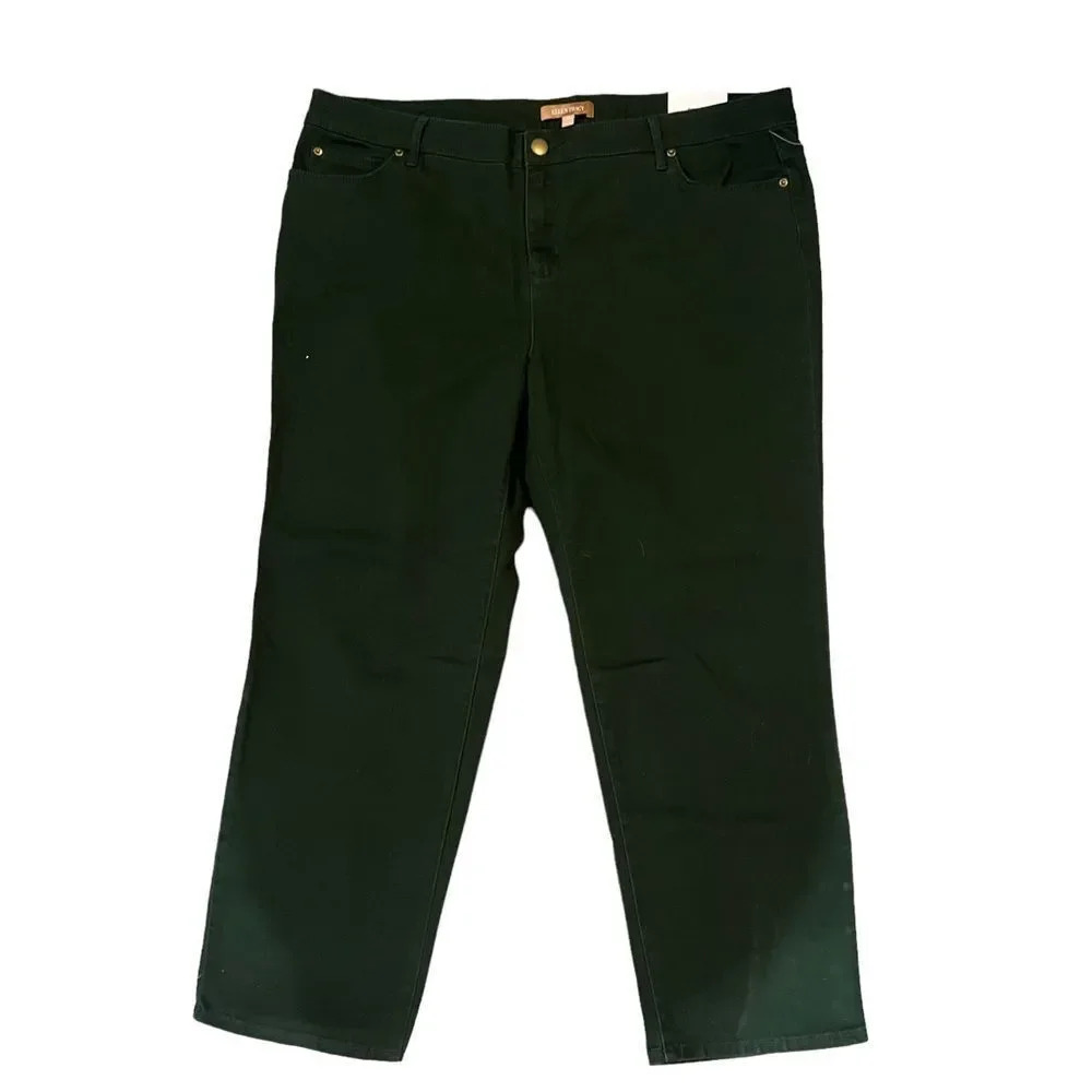 NWT Ellen Tracy Forest Green Betty Slim Ankle Size 18W